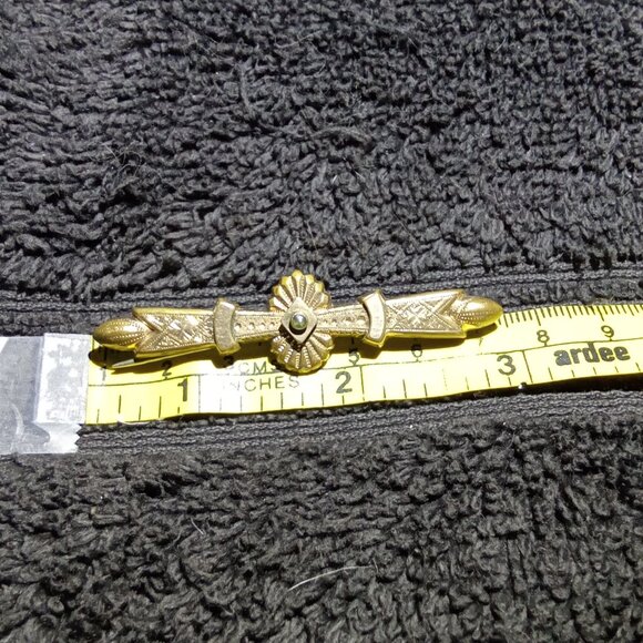 Vintage 3" Brooche with Jade Stone - Picture 2 of 4